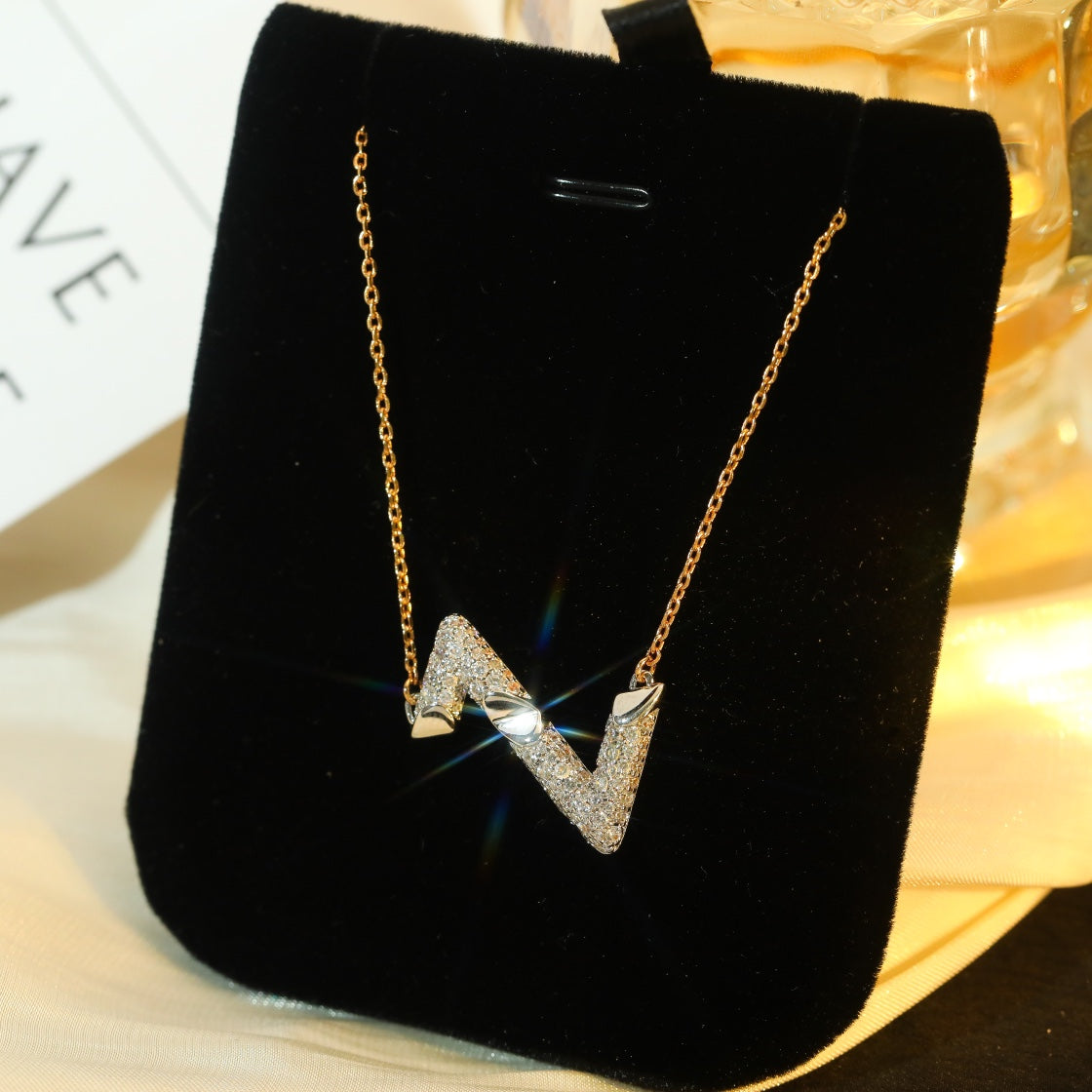 [BIJOUX]VOLT SILVER DIAMOND PEDANT NECKLACE
