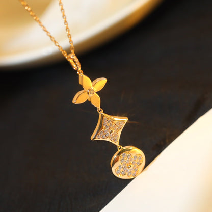 [BIJOUX]STAR AND SUN DIAMOND PINK GOLD NECKLACE