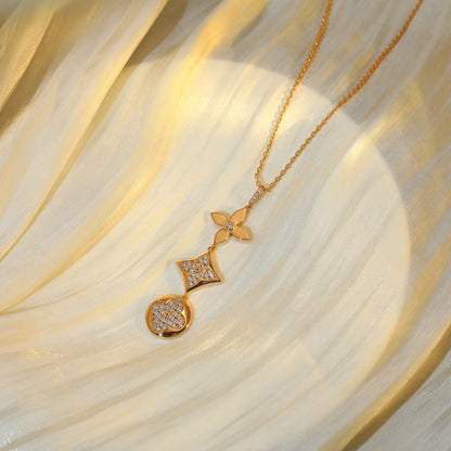 [BIJOUX]STAR AND SUN DIAMOND PINK GOLD NECKLACE