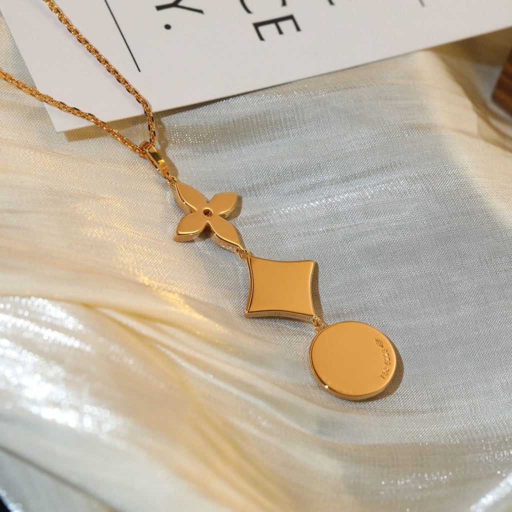 [BIJOUX]STAR AND SUN DIAMOND PINK GOLD NECKLACE