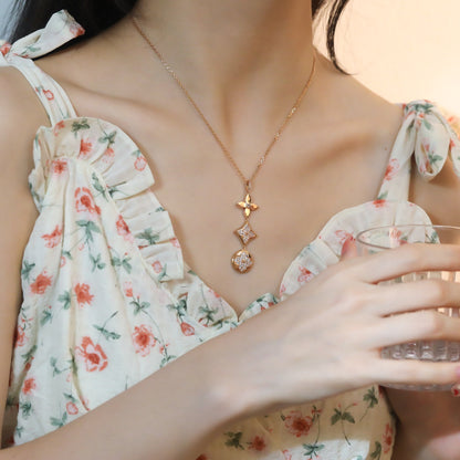 [BIJOUX]STAR AND SUN DIAMOND PINK GOLD NECKLACE