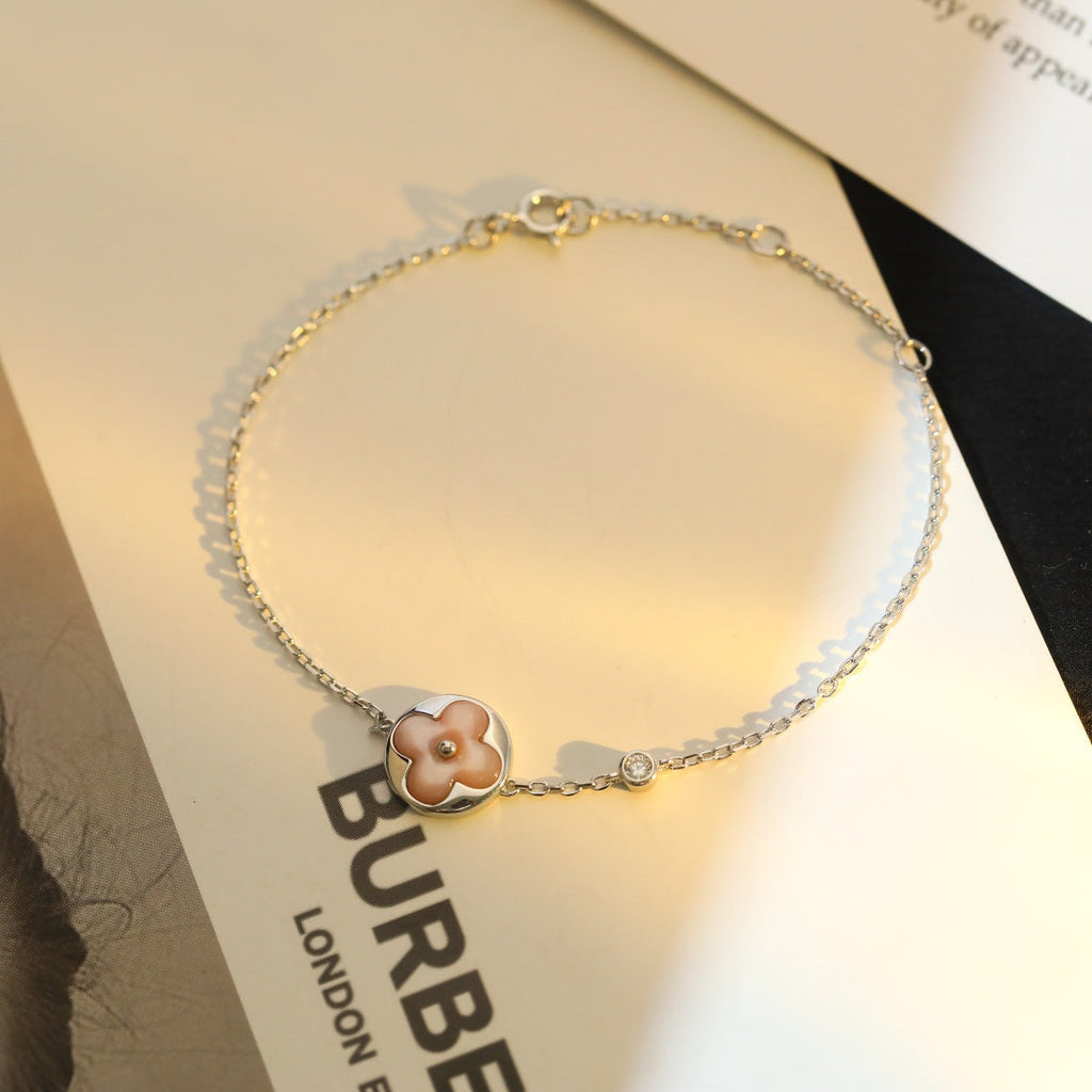 [BIJOUX]BRACELET ARGENT MOTIF SOLEIL NACRE ROSE