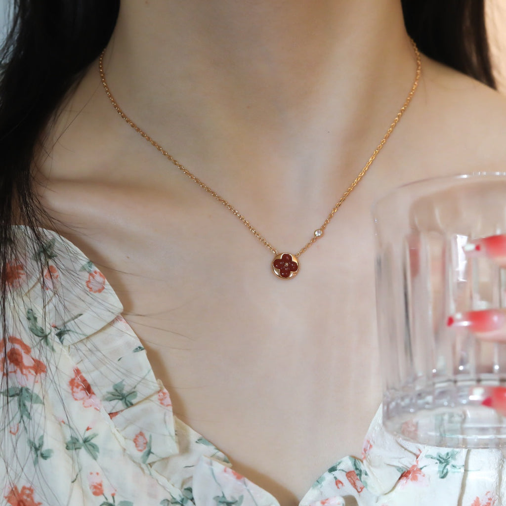 [BIJOUX]SUN PEDANT PINK GOLD 1 DIAMOND NECKLACE