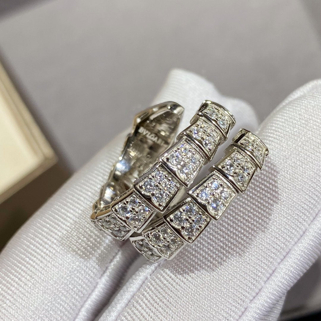 [BIJOUX]SERPENTI DOUBLE RING SILVER DIAMOND PAVED
