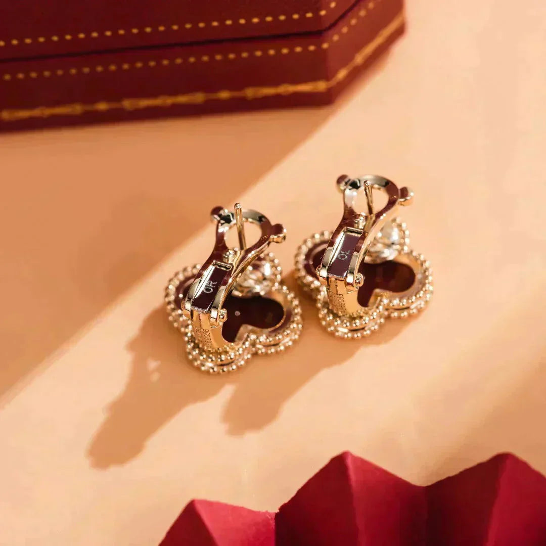 [BIJOUX]CLOVER MEDIUM 1 MOTIFS CARNELIAN  EARRINGS
