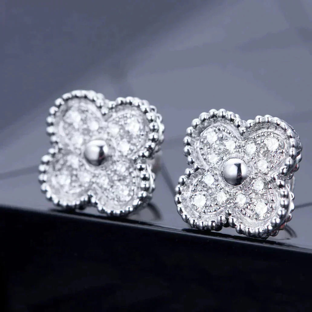 [Topon]CLOVER 1 MOTIFS DIAMOND STUD EARRINGS SILVER