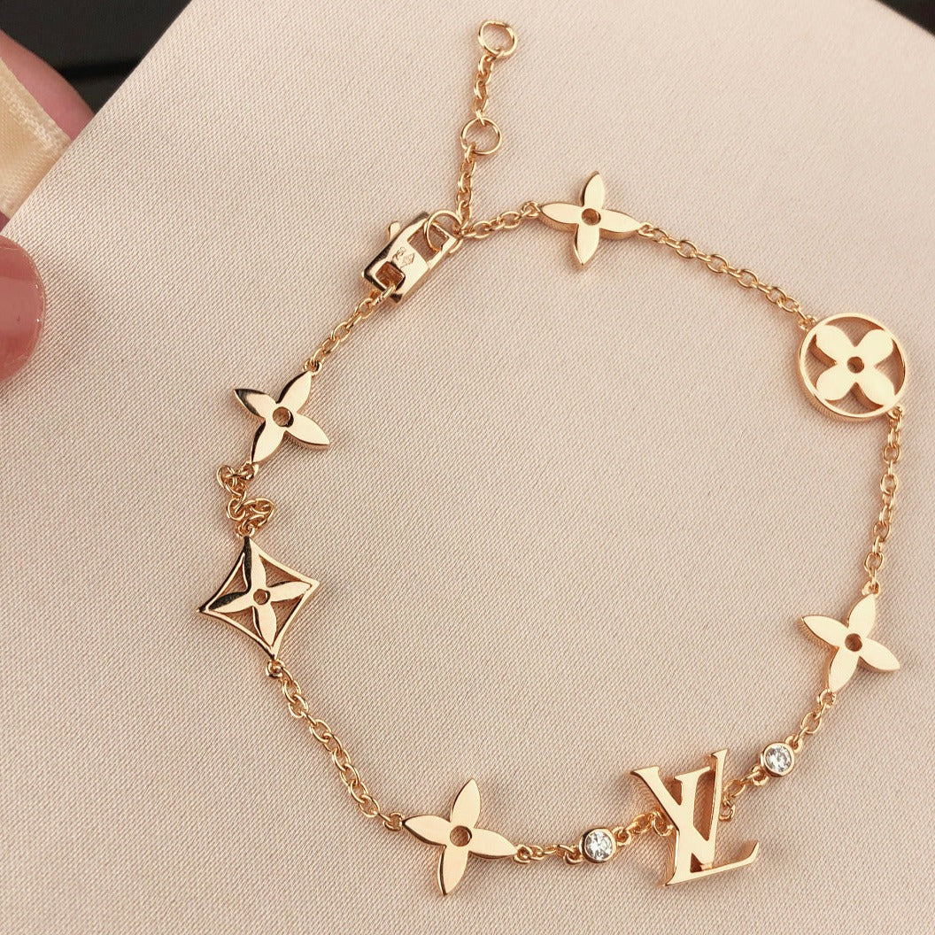 [BIJOUX]STAR AND SUN 7 MOTIFS GOLD BRACELET