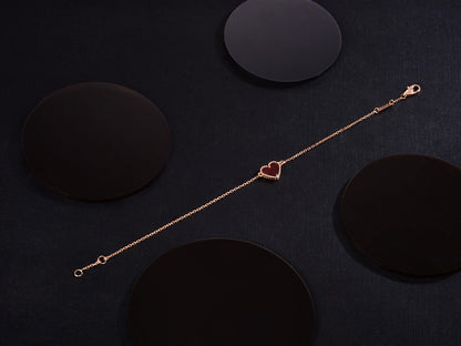 [BIJOUX]HEART CARNELIAN PINK GOLD BRACELET