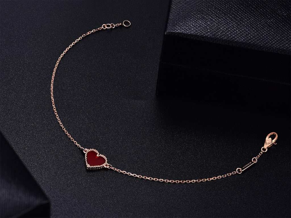 [BIJOUX]HEART CARNELIAN PINK GOLD BRACELET
