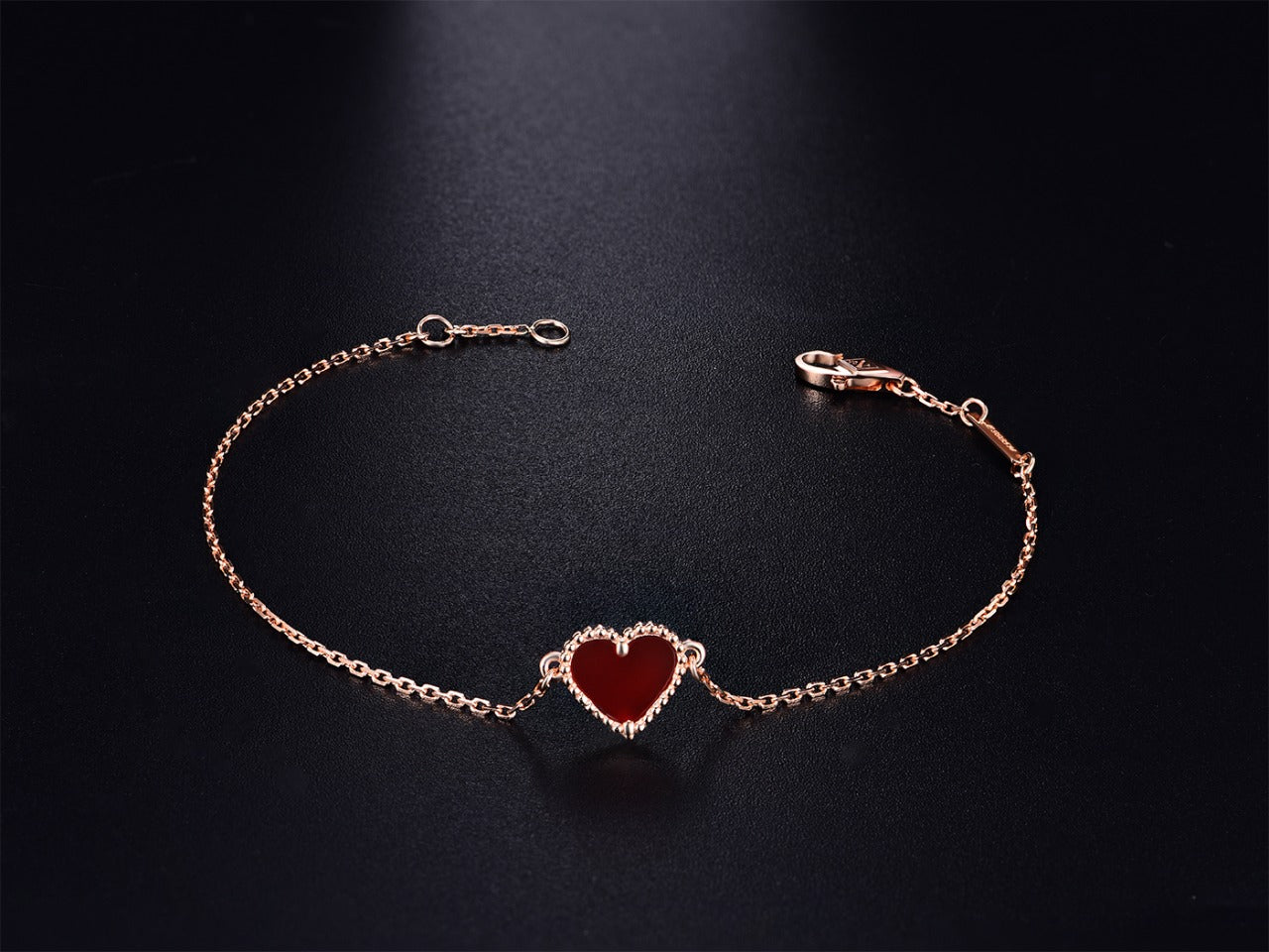 [BIJOUX]HEART CARNELIAN PINK GOLD BRACELET