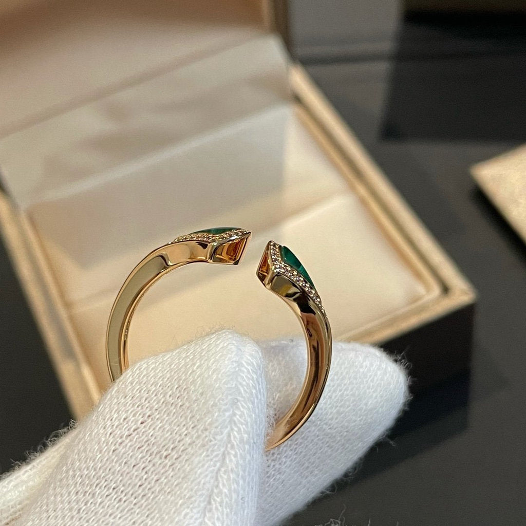 [BIJOUX]ドリームマラカイトダイヤモンドオープンリング