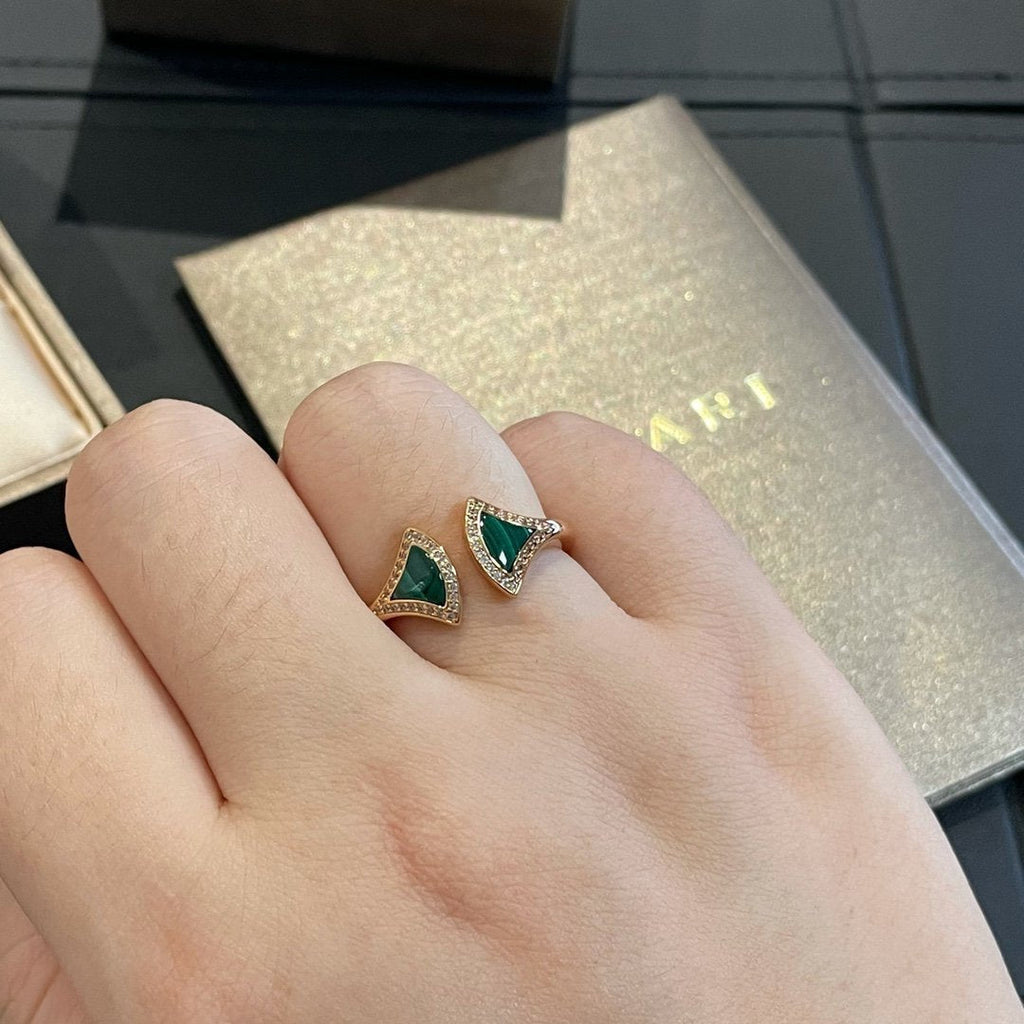 [BIJOUX]ドリームマラカイトダイヤモンドオープンリング