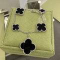 [Topon]CLOVER 5 MOTIFS SIVLER ONYX BRACELET