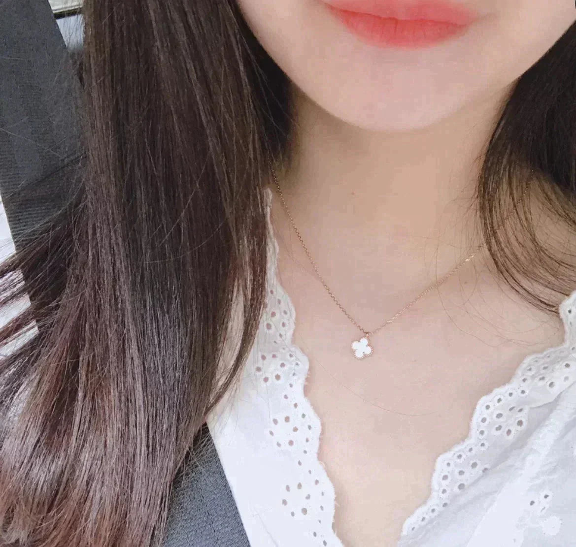 [BIJOUX]CLOVER MINI 9.5MM WHITE MOTHER-OF-PEARL NECKLACE