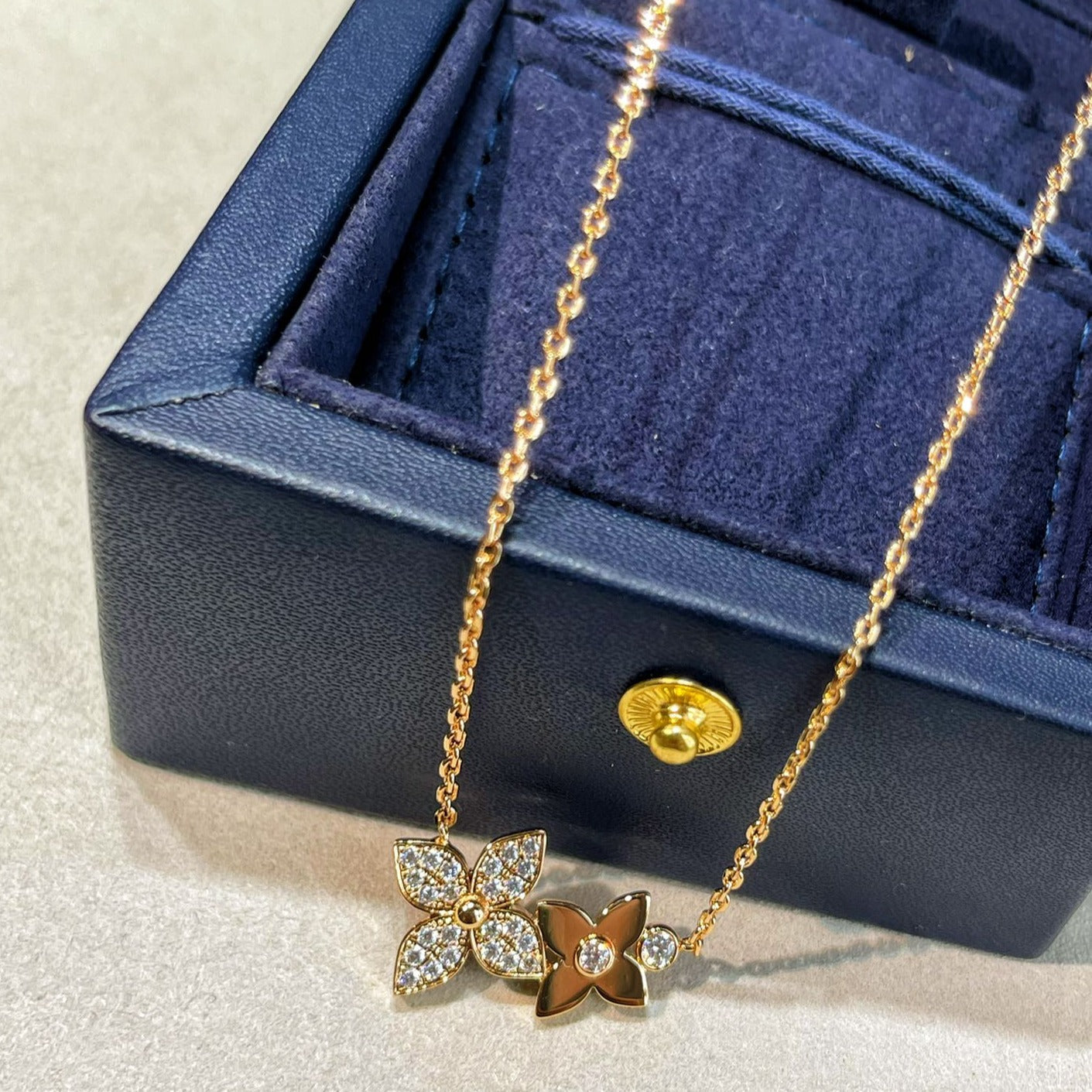 [BIJOUX] COLLIER STAR BLOSSOM OR ROSE DIAMANTS