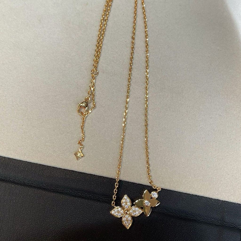 [BIJOUX]STAR BLOSSOM NECKLACE PINK GOLD DIAMONDS