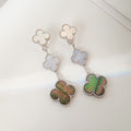 [Topon]CLOVER 3 MOTIFS CHALCEDONY DARK MOP SILVER EARRINGS