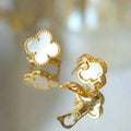 [Topon]CLOVER MEDIUM 1 MOTIFS  WHITE MOP STUD EARRINGS