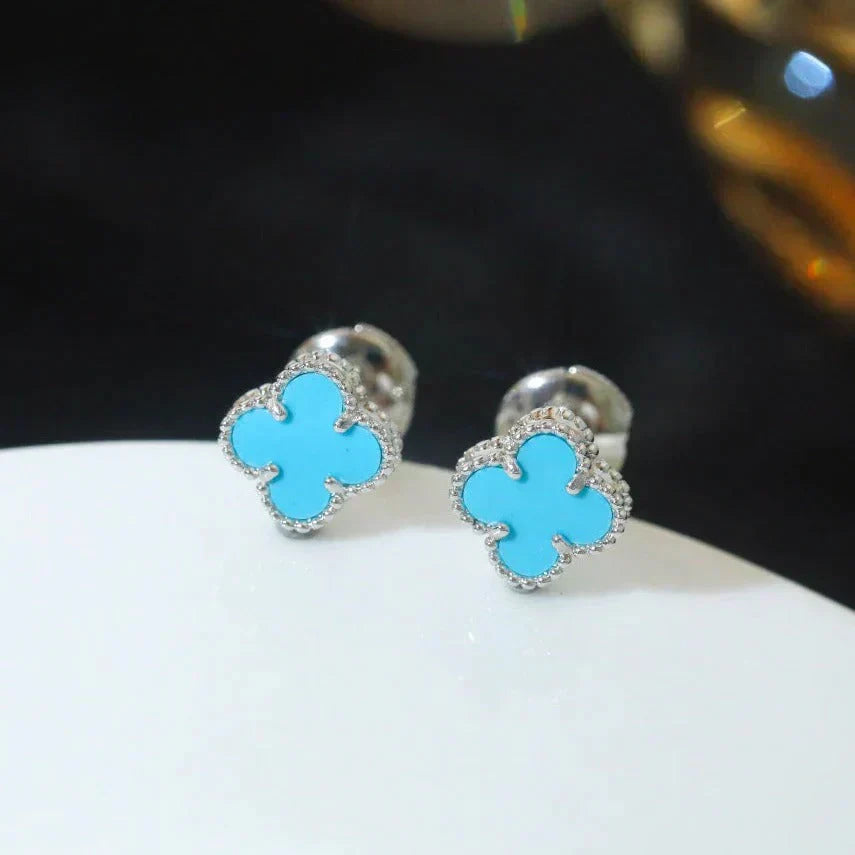 [Topon]CLOVER MINI 9.5MM ONYX STUD EARRINGS SILVER