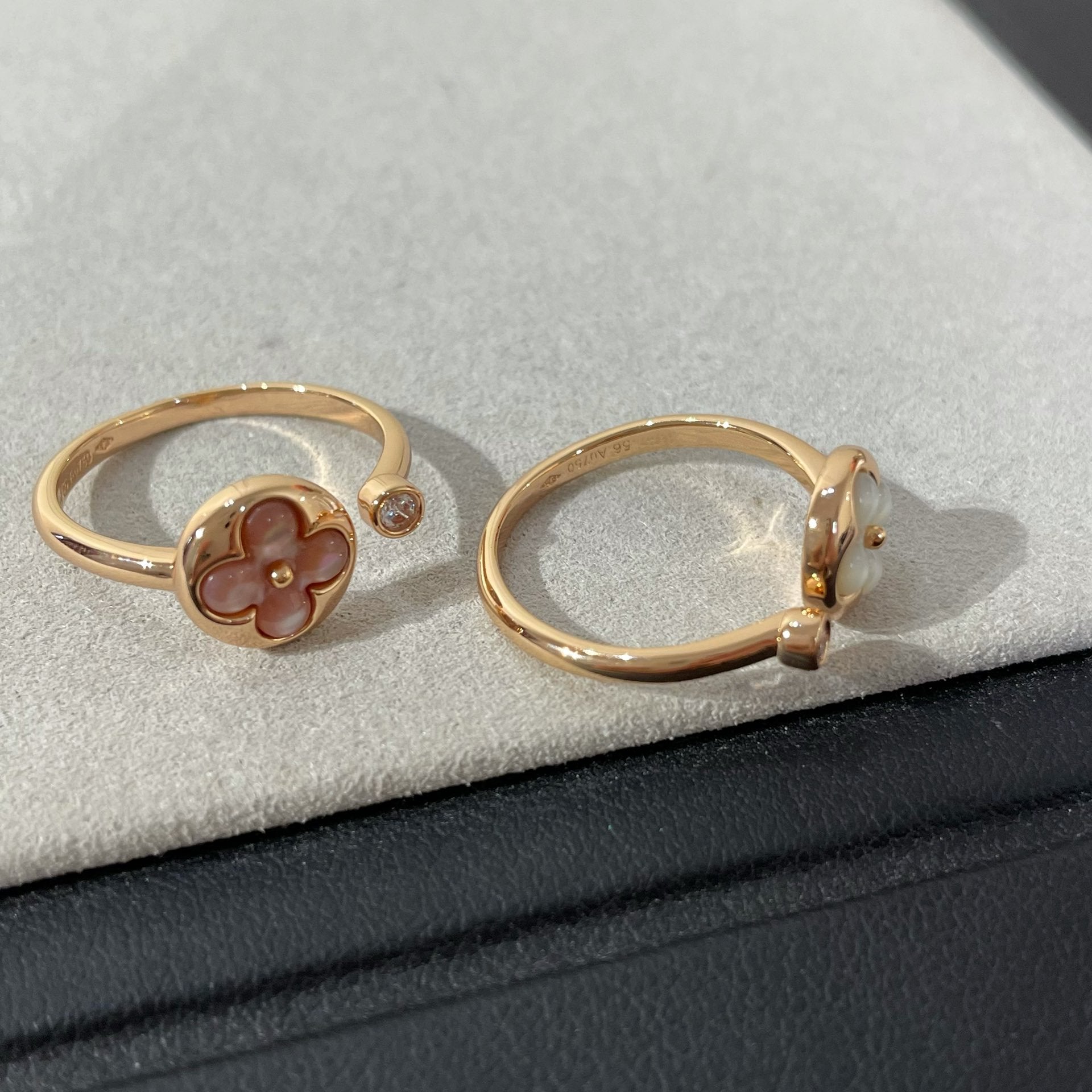 [BIJOUX]BAGUE NACRE ROSE 1 DIAMANT SUN