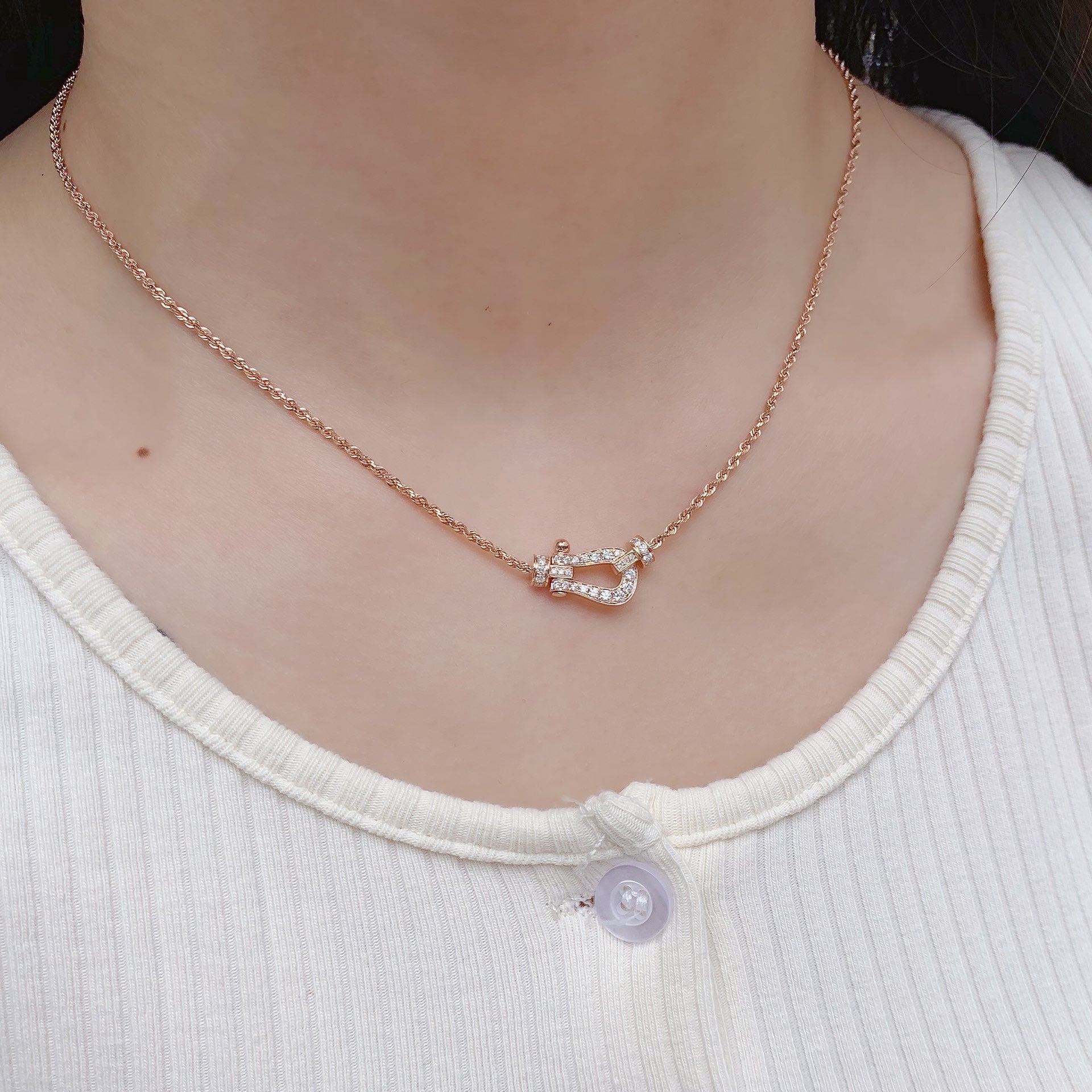[BIJOUX] COLLIER FORCE 10 OR ROSE DIAMANT