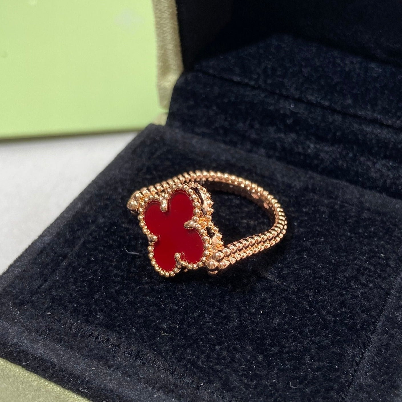 [BIJOUX]CLOVER RIVERSIBLE PINK GOLD RING