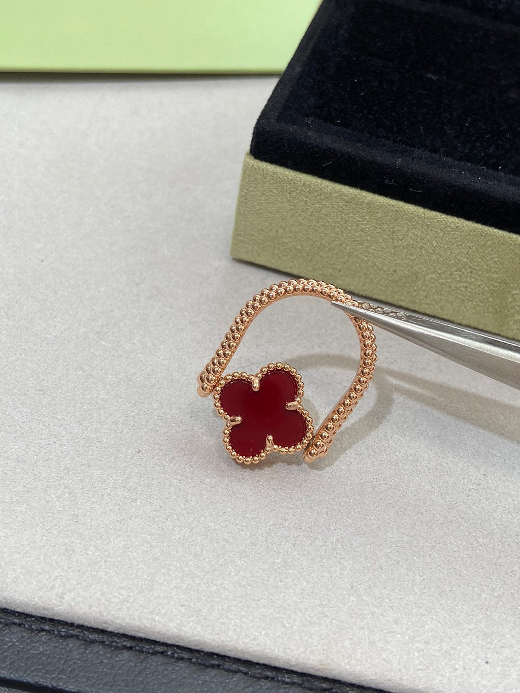 [BIJOUX]CLOVER RIVERSIBLE PINK GOLD RING