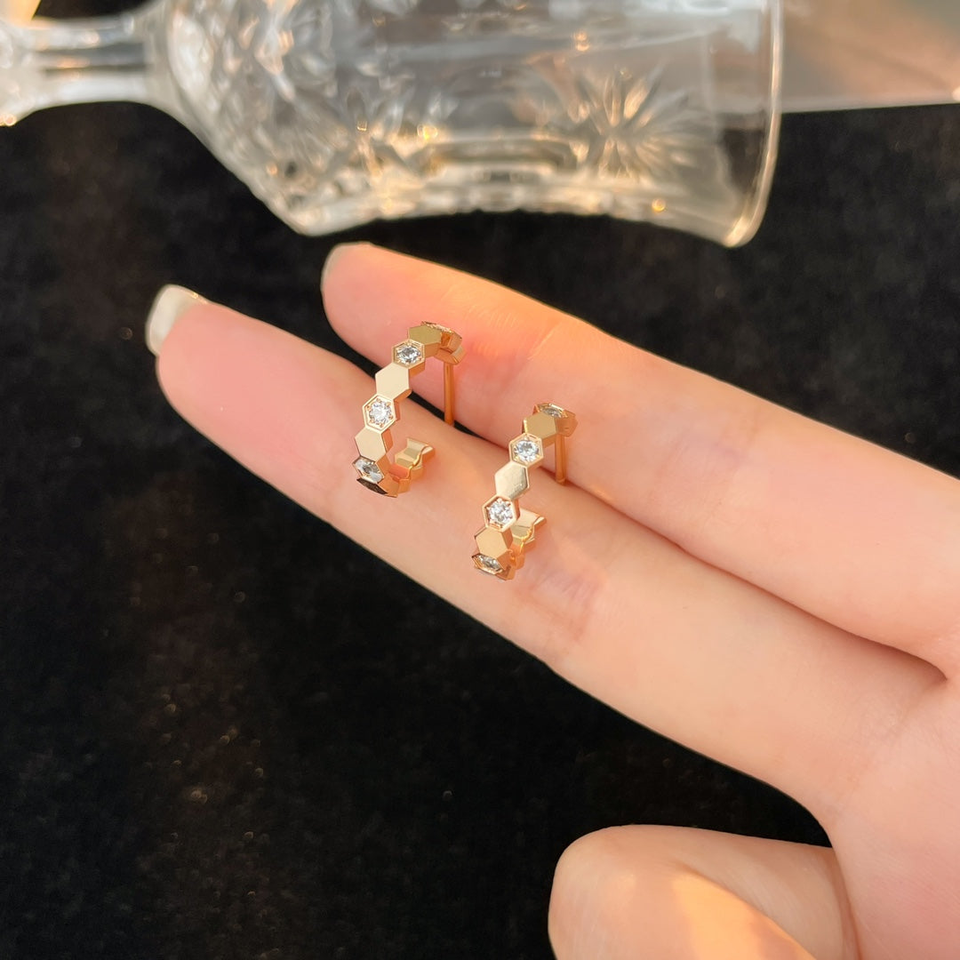 [BIJOUX]BEE LOVE DIAMOND HOOP EARRINGS