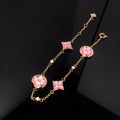 [BIJOUX]STAR AND SUN 4 MOTIF PINK MOP PINK GOLD BRACELET
