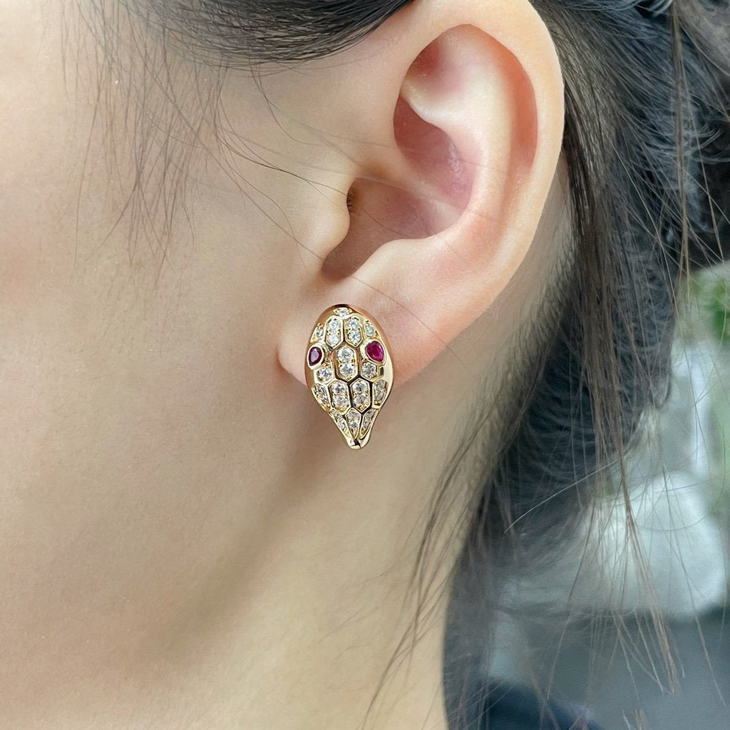 [BIJOUX]SERPENT DIAMOND STUD EARRINGS
