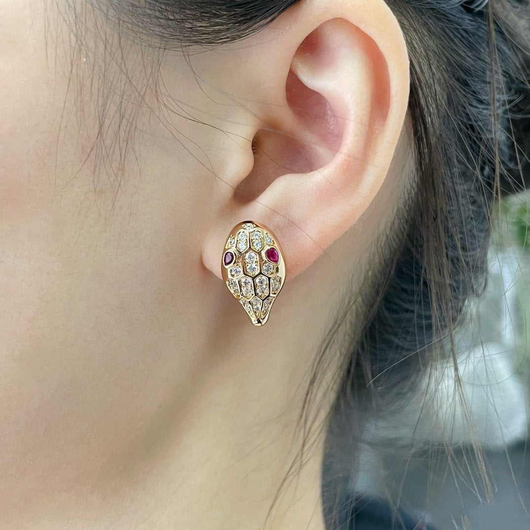 [BIJOUX]SERPENT DIAMOND STUD EARRINGS