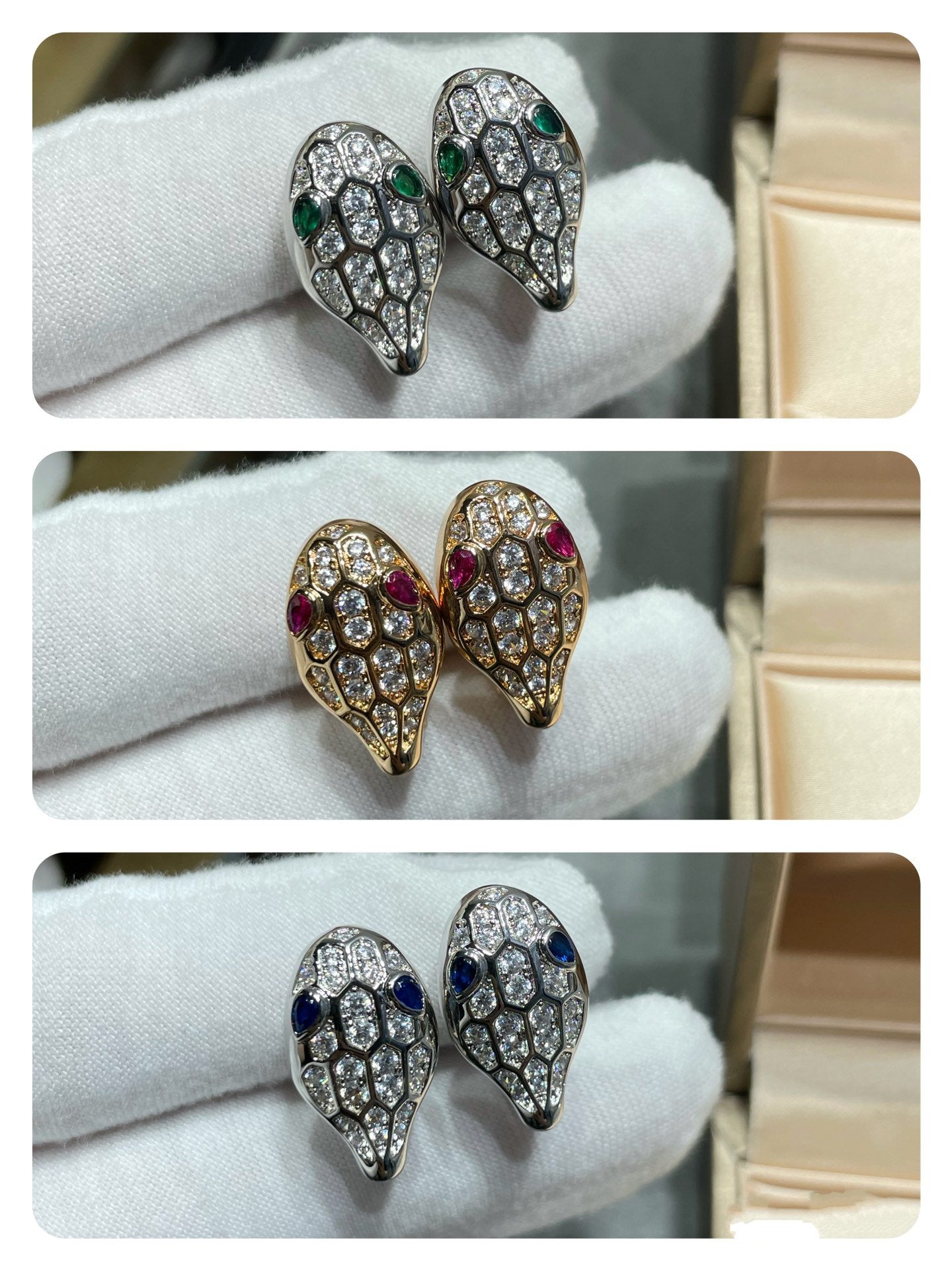 [BIJOUX]SERPENT DIAMOND STUD EARRINGS