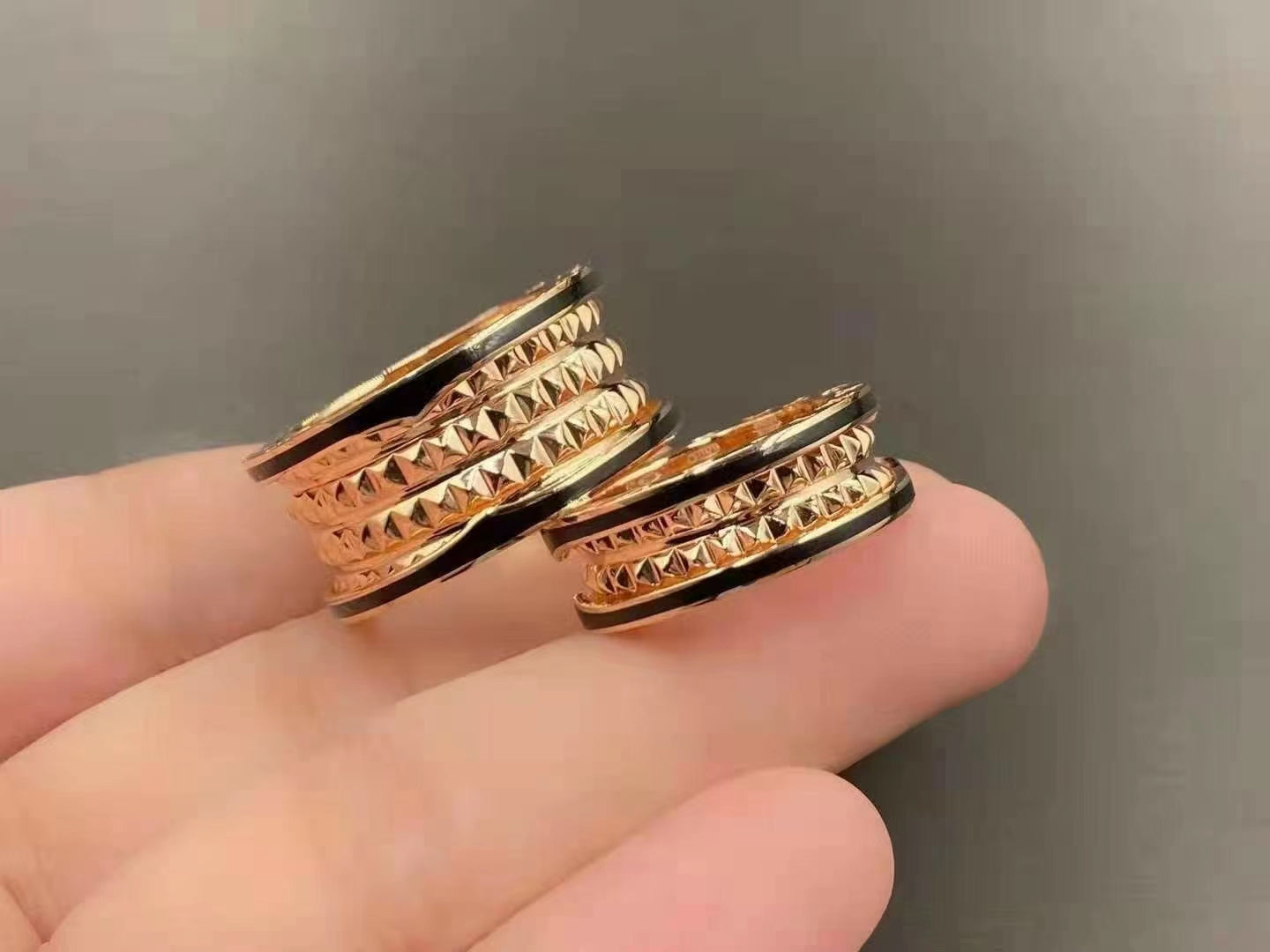 [BIJOUX]ZERO 1 ROCK BLACK CERAMIC PINK GOLD LARGE MODEL