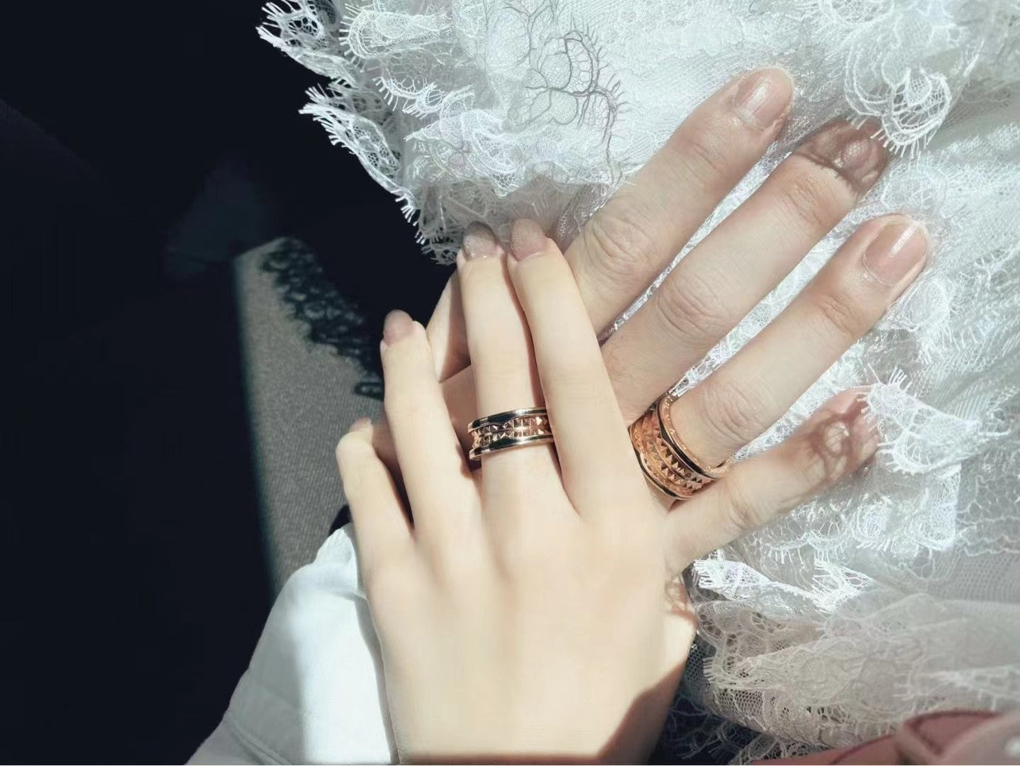 [BIJOUX]ZERO 1 ROCK BLACK CERAMIC PINK GOLD LARGE MODEL