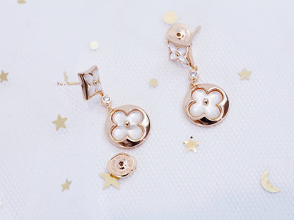 [BIJOUX]STAR AND SUN PINK GOLD MOP DROP EARRINGS
