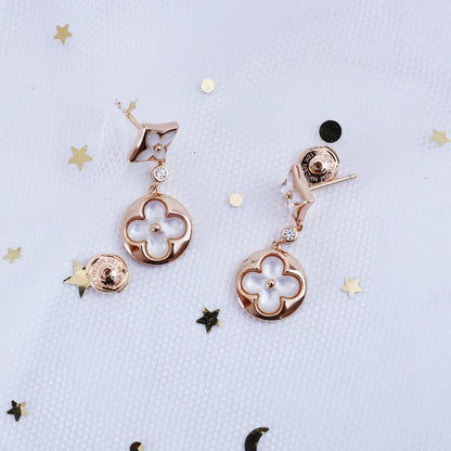 [BIJOUX]STAR AND SUN PINK GOLD MOP DROP EARRINGS