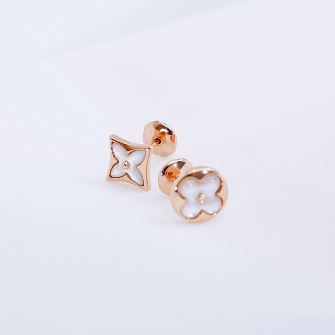 [BIJOUX]BOUCLES D'OREILLES CLOUS EN OR ROSE ÉTOILE ET SOLEIL