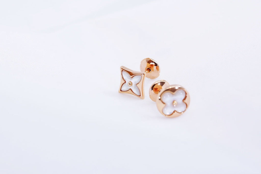[BIJOUX]BOUCLES D'OREILLES CLOUS EN OR ROSE ÉTOILE ET SOLEIL