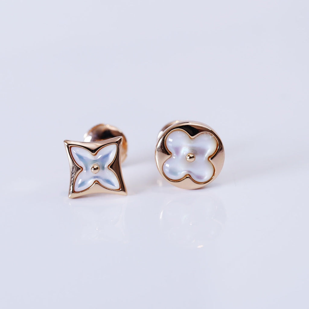 [BIJOUX]BOUCLES D'OREILLES CLOUS EN OR ROSE ÉTOILE ET SOLEIL