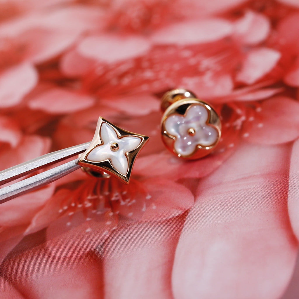 [BIJOUX]BOUCLES D'OREILLES CLOUS EN OR ROSE ÉTOILE ET SOLEIL