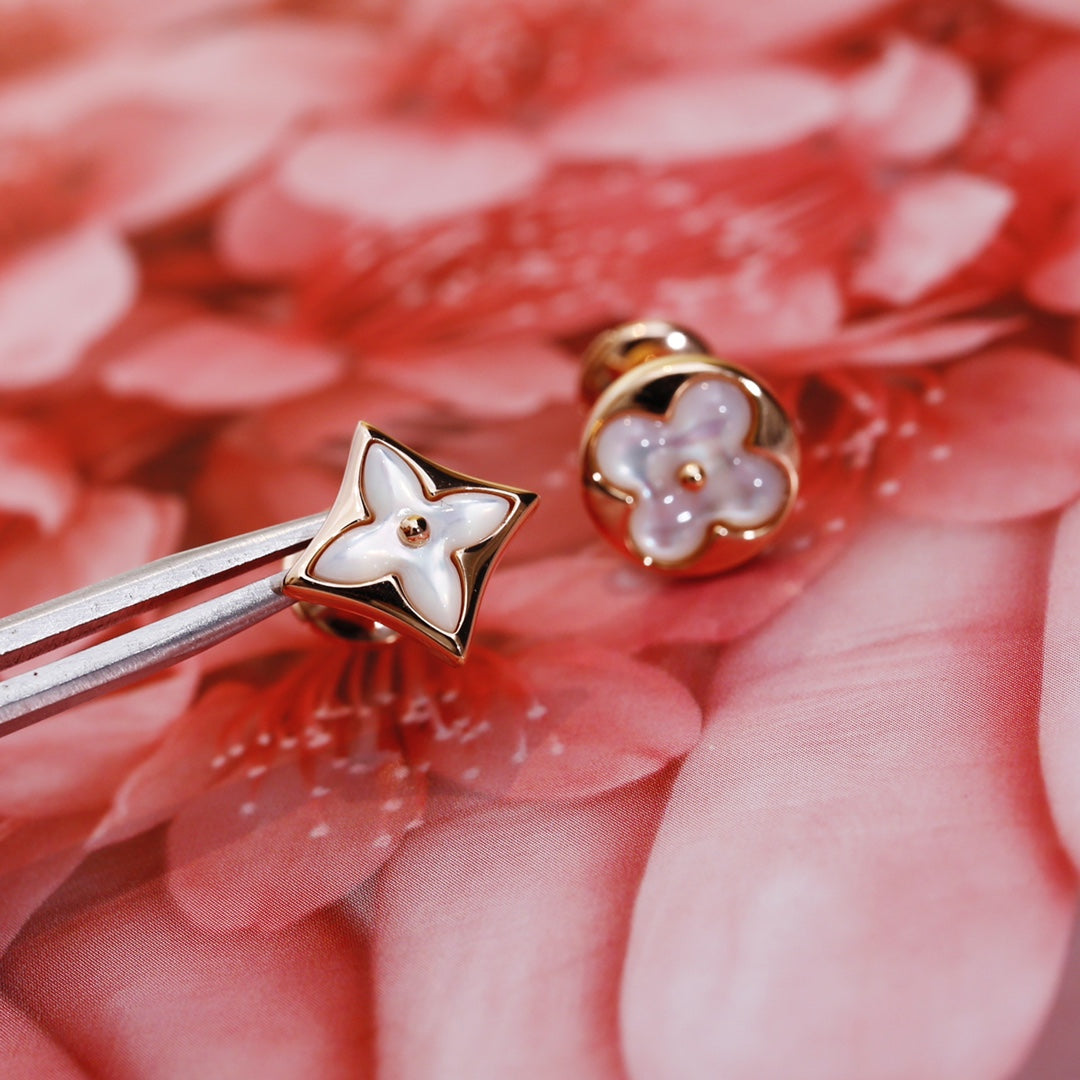 [BIJOUX]STAR AND SUN PINK GOLD MOP STUD EARRINGS