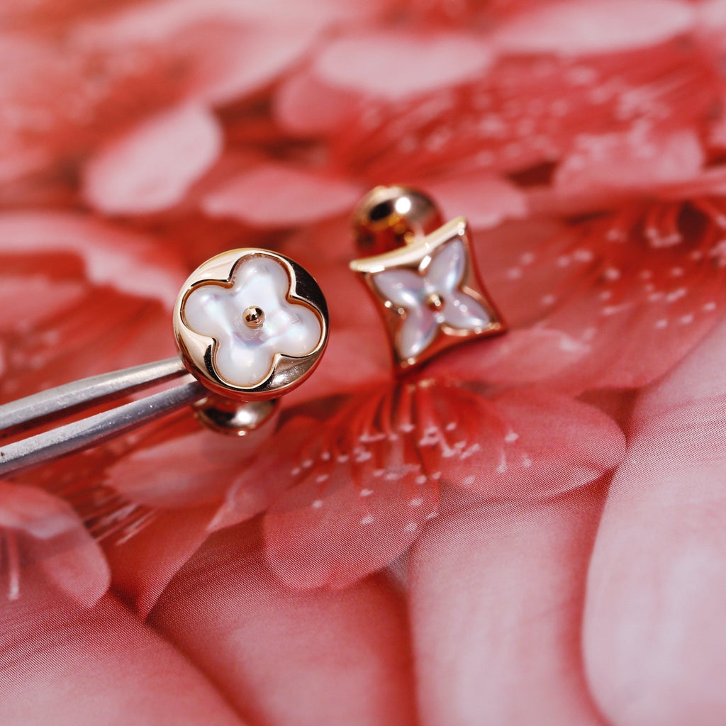 [BIJOUX]BOUCLES D'OREILLES CLOUS EN OR ROSE ÉTOILE ET SOLEIL