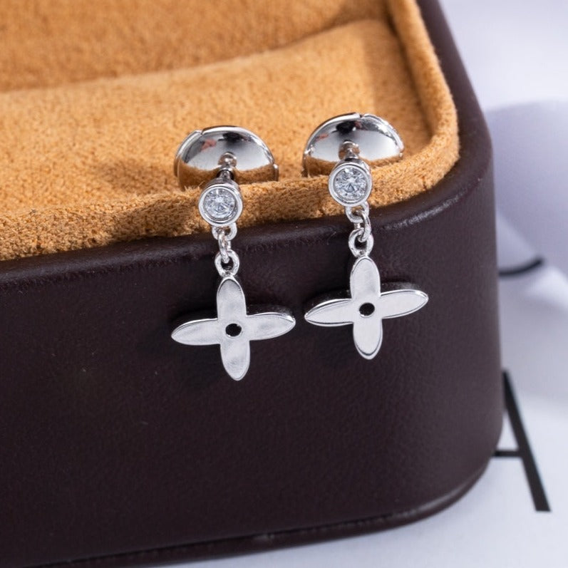 [BIJOUX]Boucles d'oreilles pendantes mini diamants en argent VIDYLLE