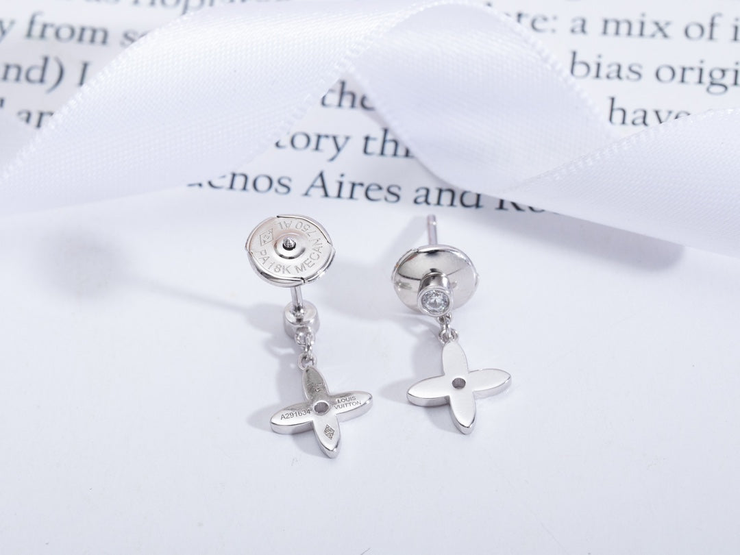 [BIJOUX]Boucles d'oreilles pendantes mini diamants en argent VIDYLLE