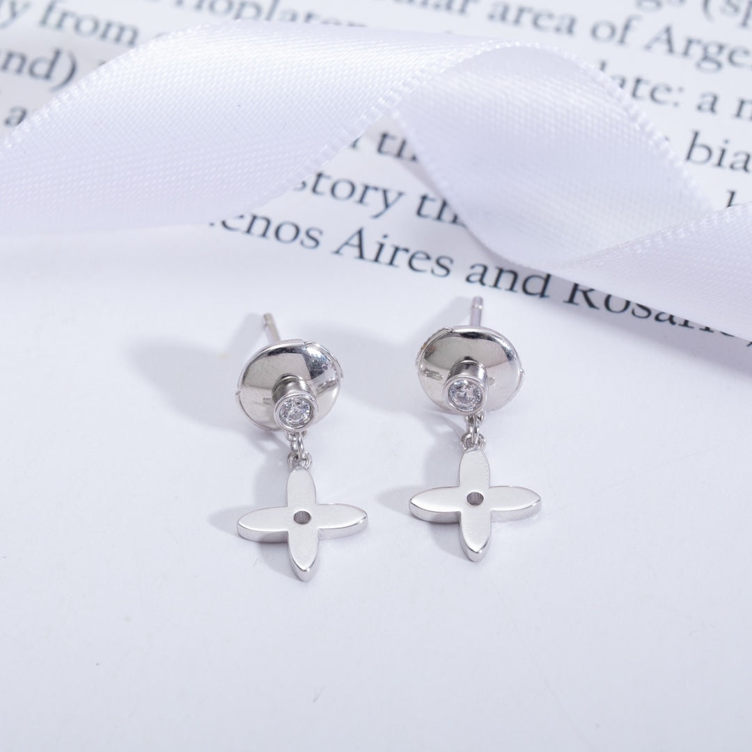 [BIJOUX]Boucles d'oreilles pendantes mini diamants en argent VIDYLLE