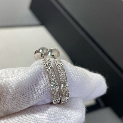 [BIJOUX]LOVE DIAMOND SILVER HOOP EARRINGS