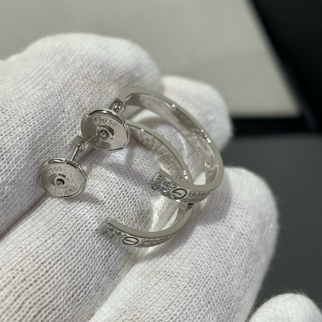 [BIJOUX]LOVE DIAMOND SILVER HOOP EARRINGS