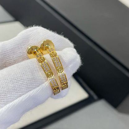 [BIJOUX]LOVE DIAMOND GOLD HOOP EARRINGS