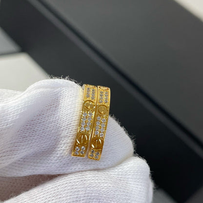 [BIJOUX]LOVE DIAMOND GOLD HOOP EARRINGS