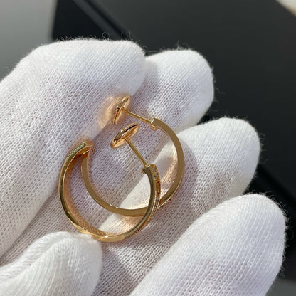 [BIJOUX]LOVE DIAMOND PINK GOLD HOOP EARRINGS